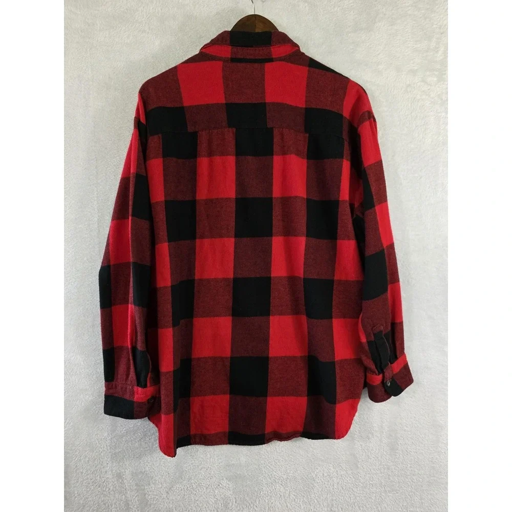 Old Navy Shirt Womens Lg Red Black Plaid Flannel Button Up Long‎ Sleeve Cotton - Picture 5 of 10